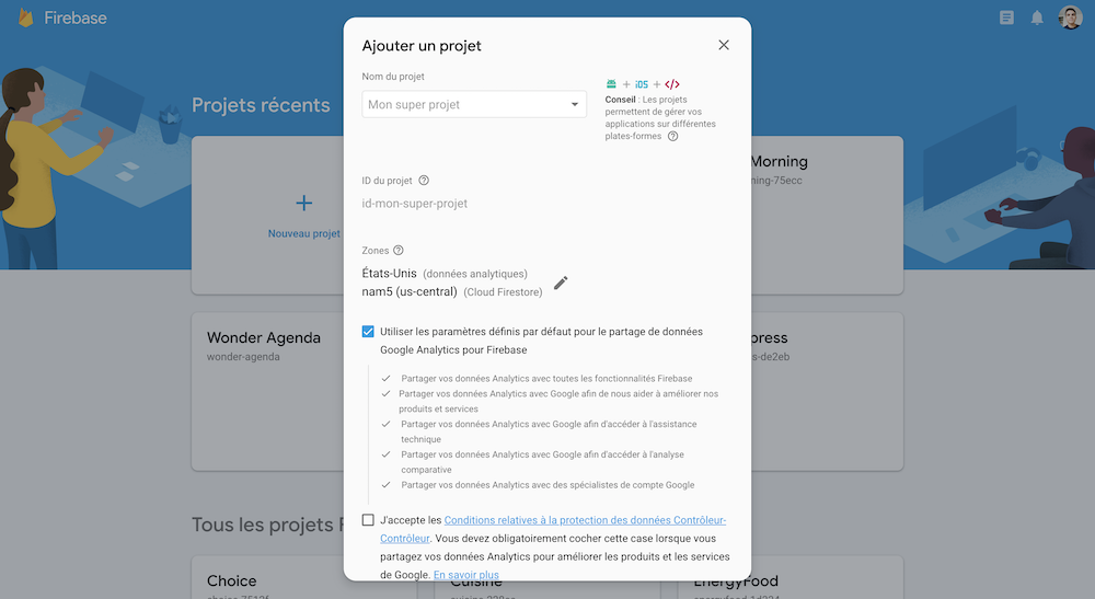Comment créer un projet Firebase pour Ionic ?