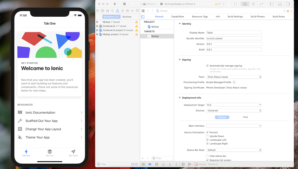 Comment lancer une application Ionic dans un simulateur iOS avec Xcode ?
