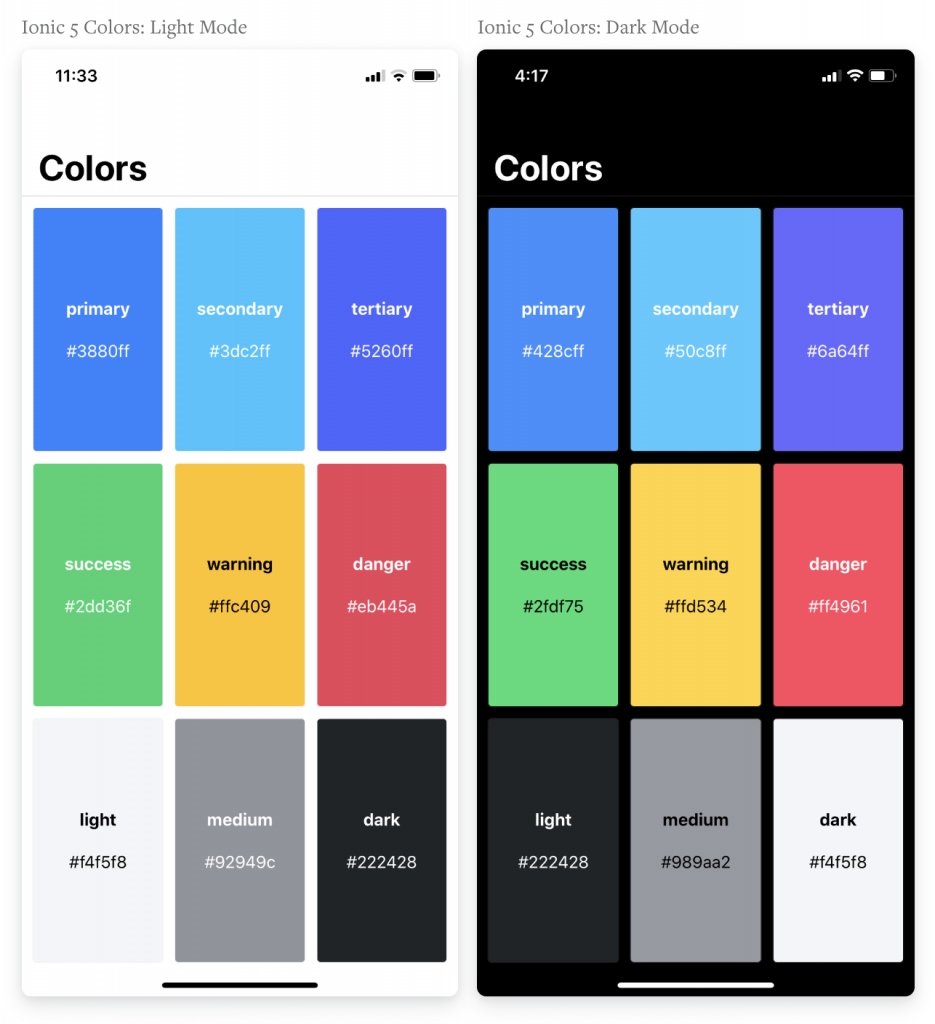 Le thème sombre, une des nouveautés d'Ionic 5